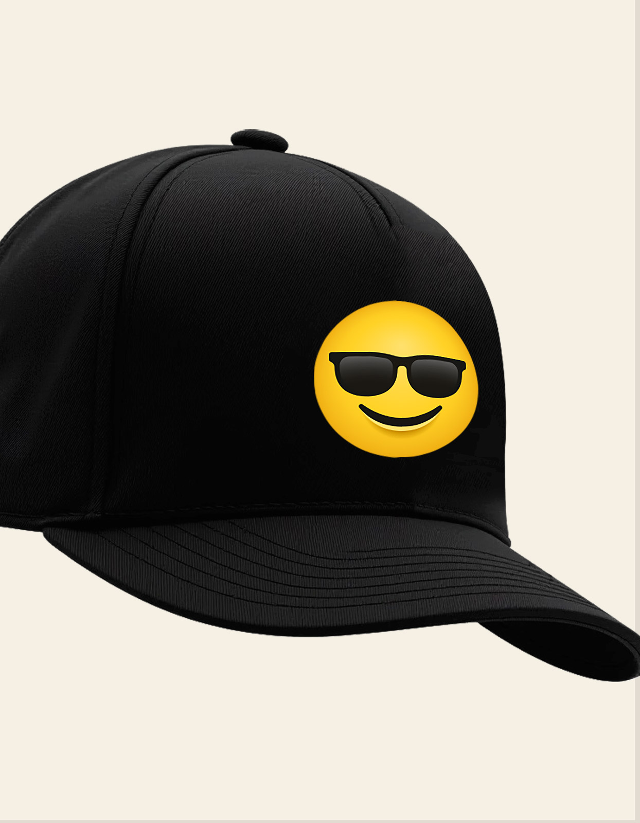 Smiling face with sunglasses emoji printed Baseball cap