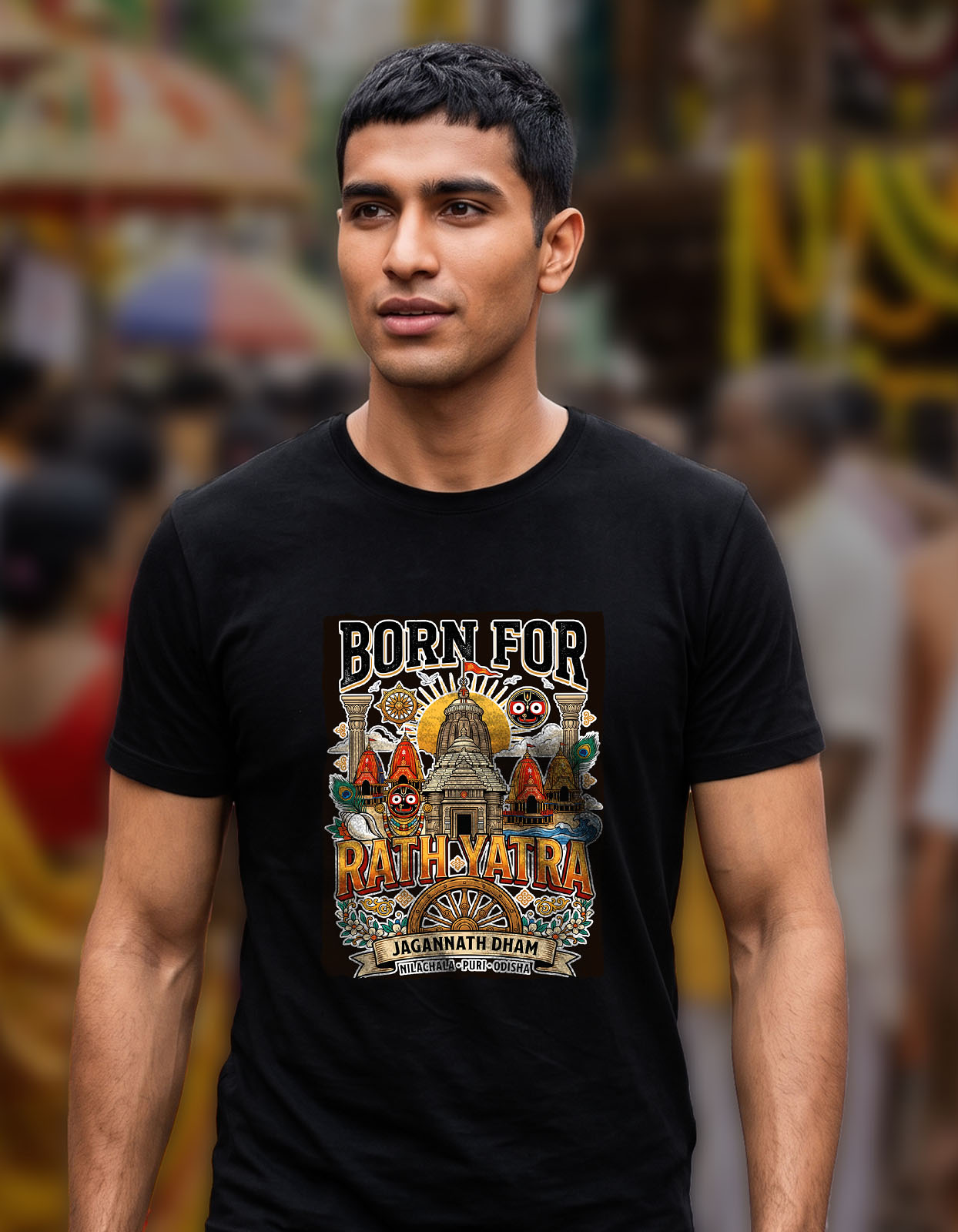 Born for Rath Yatra Jagannath Dham Printed T-shirt for Men and Women - Image 2