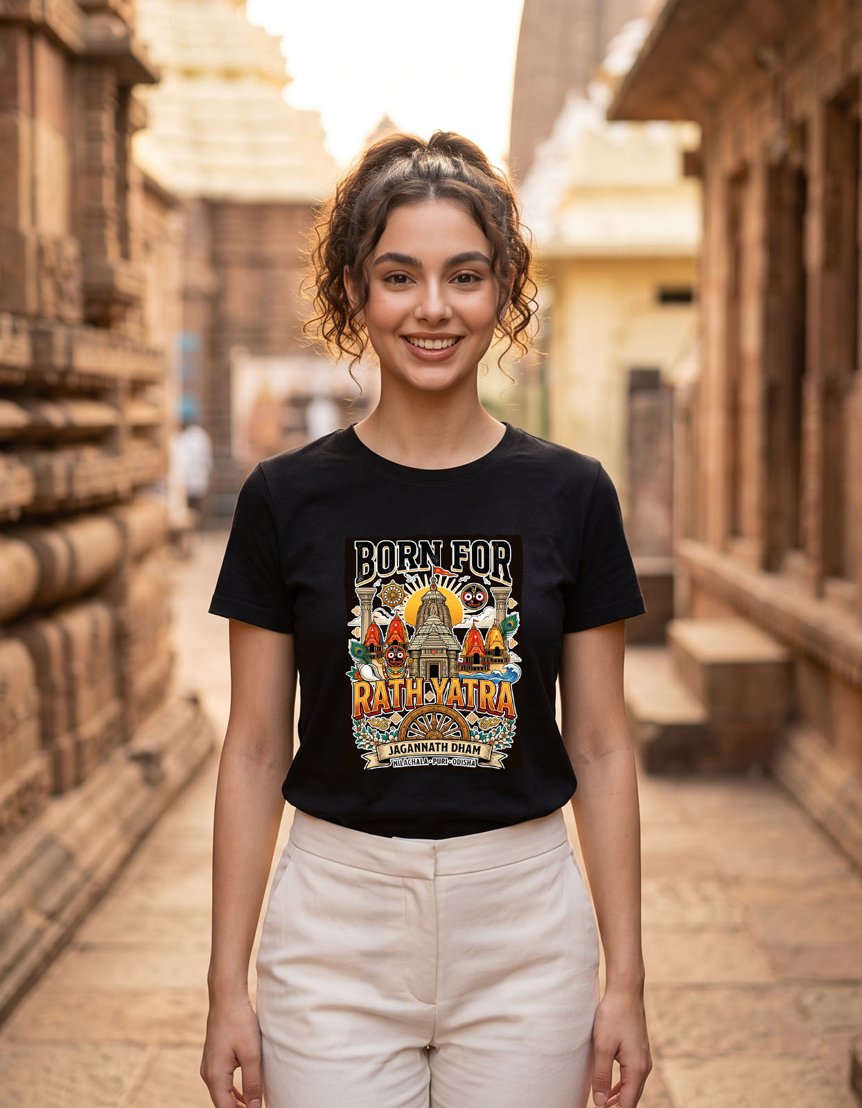 Born for Rath Yatra Jagannath Dham Printed T-shirt for Men and Women