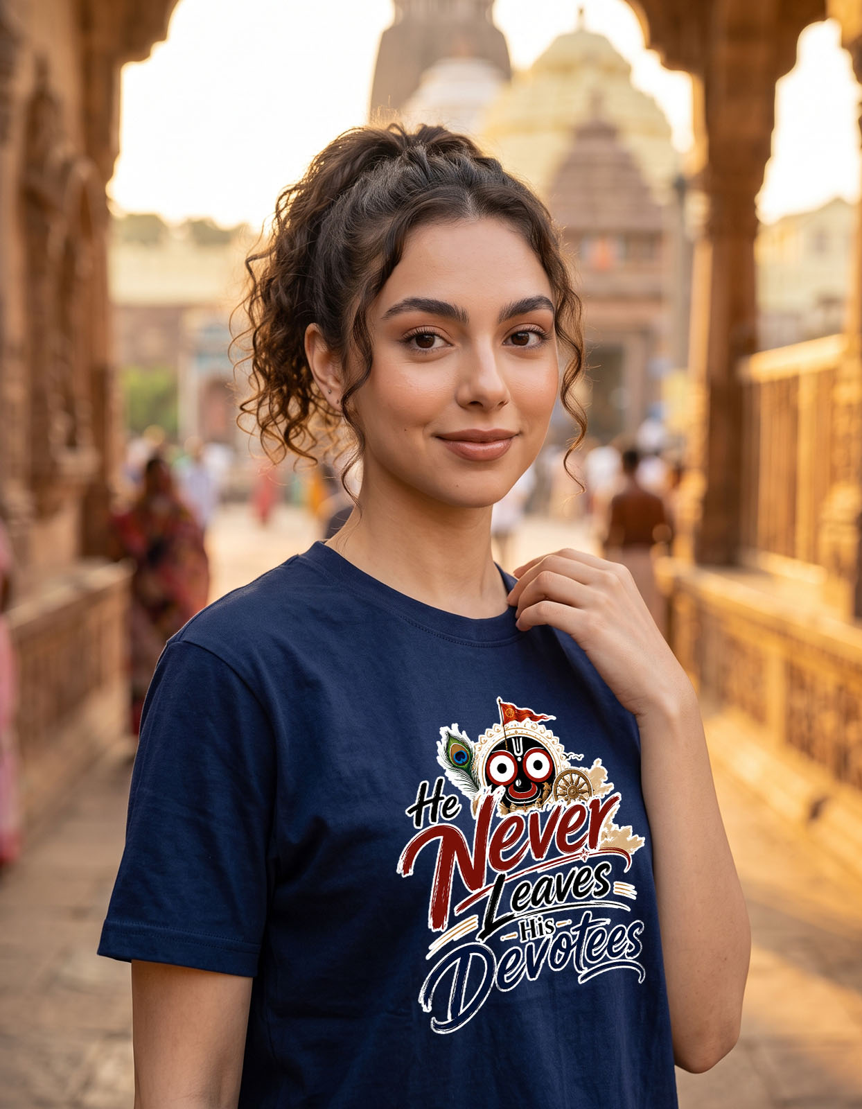 He Never Leaves His Devotees Printed T-shirt for Men and Women - Image 7