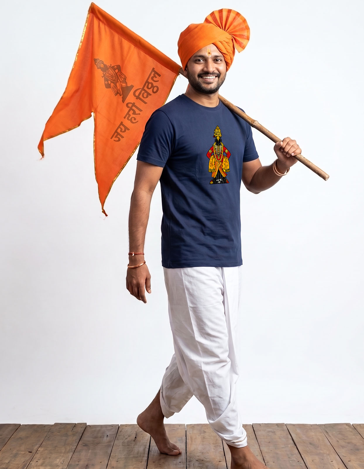 Vector of Indian God Vitthal Printed T-shirt for Men and Women - Image 10