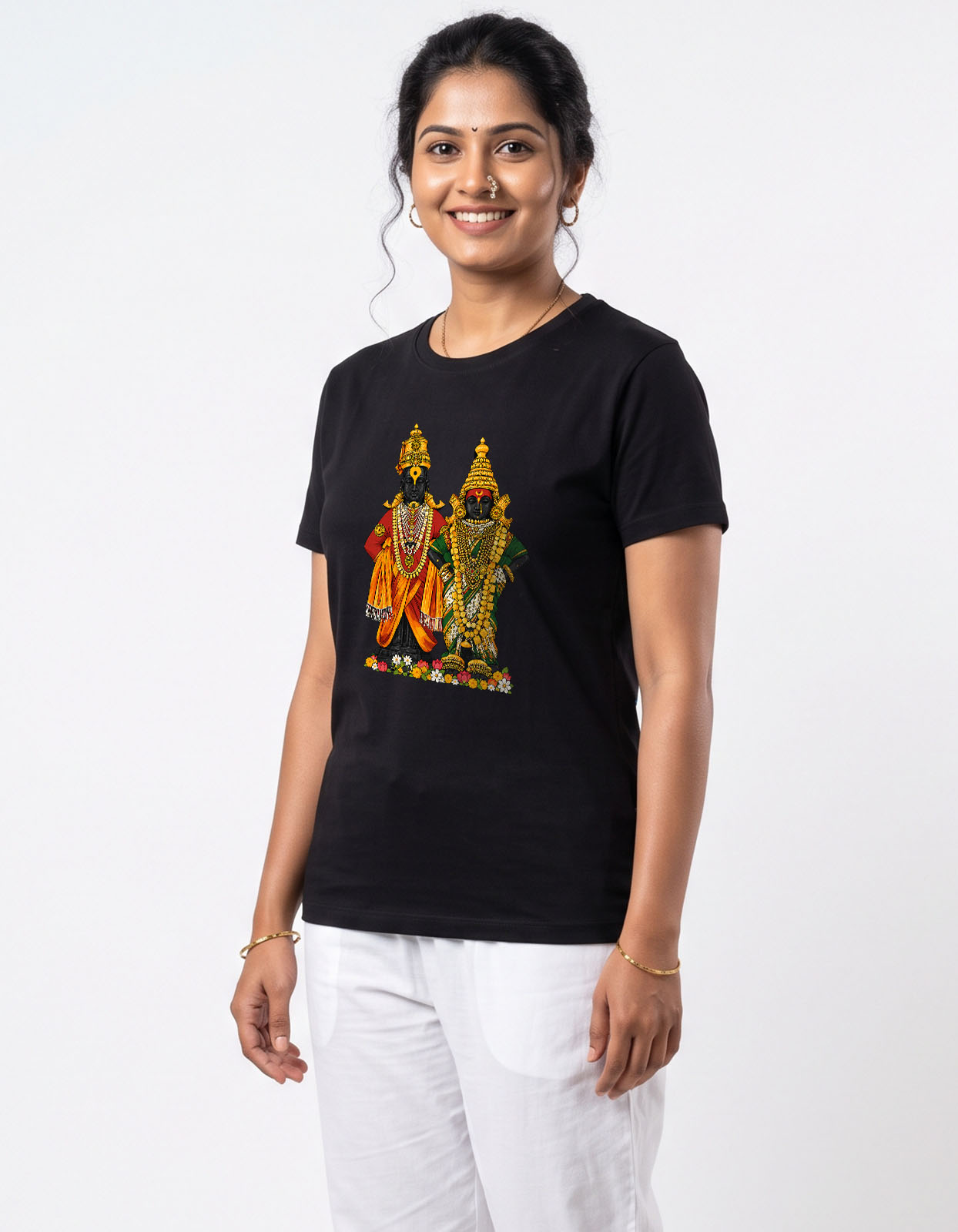 Vithal Rukmini God Illustrations Printed T-shirt for Men and Women